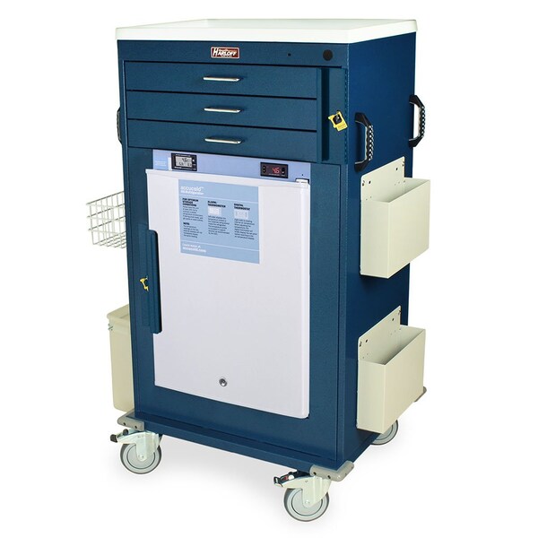 Harloff Malignant Hyperthermia Cart with 2.4 Cubic Ft Medical Grade Refrigerator, 3 Drawers, Breakaway Lock MH5300B-AC - main